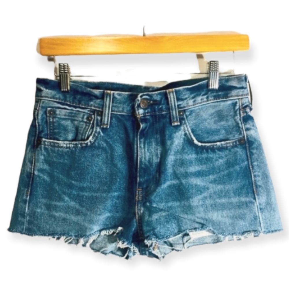 Levi's Strauss Cut-off Raw Edge Distressed Denim Shorts